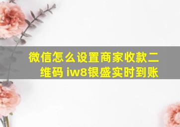 微信怎么设置商家收款二维码 iw8银盛实时到账